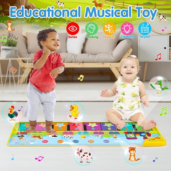 Floor Piano Mat for Toddlers 1-3 with Music Sounds Educational Baby Musical Toys - Picture 10 of 12